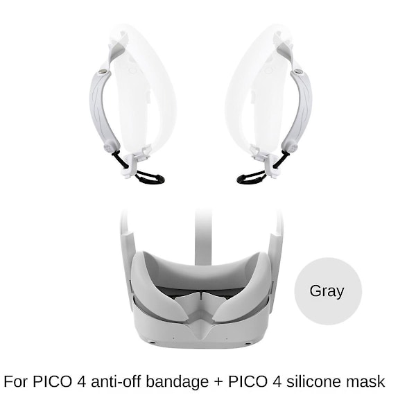 TS-N4ht1 Håndrem+maske Kombination Til Pico 4 Håndtag Controller Tpu Anti Slip Rem+silikone Mas