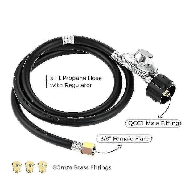 Universal Grill Konverteringssæt NG til LP Adapter Lækagesikker Messing og Gummi til BBQ Griller Campingfester Sort 5 FT Black