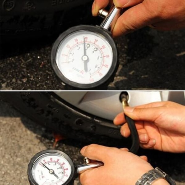 TS-Dæktryksmåler Manometer Dæktryk Overvågning Måler Dæktryksmåler Med Fleksibel Luftslange Til Bil, Cykel Og Motorcykel, Ud