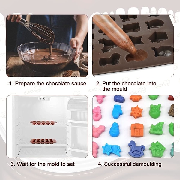 Silikonform til Chokolade 25 Hulrum Jul Silikonform til Chokolade Ikke-klæbrig Slik Chokolade 3D Form Silikon Chokolade Fødselsdag Gele Tærte Kager