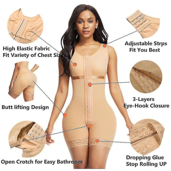 Colombianas Fajas Body Shapewear Dam Waist trainer Slimming Underkläder Push Up beige xl