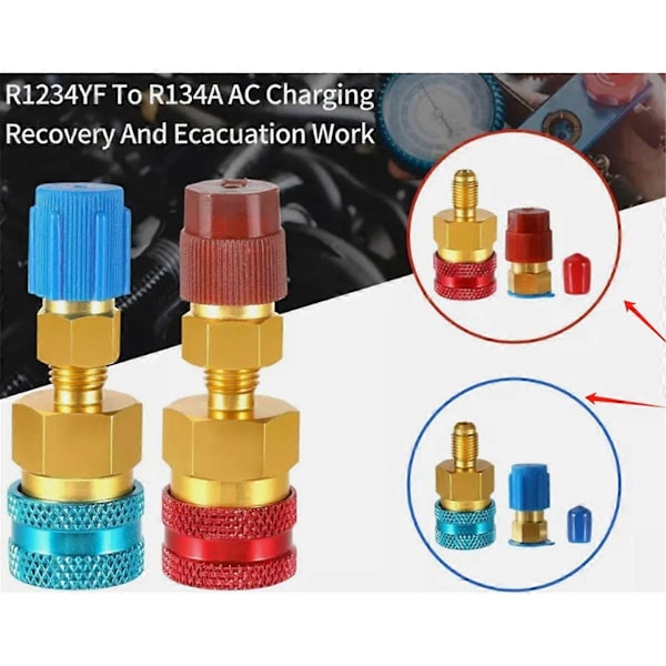 R1234YF Adapter, R134a till R1234yf Snabbkoppling, R1234YF Snabbkoppling, Hög- och Lågtrycks Omvandlingskit, R1234yf Snabbkoppling