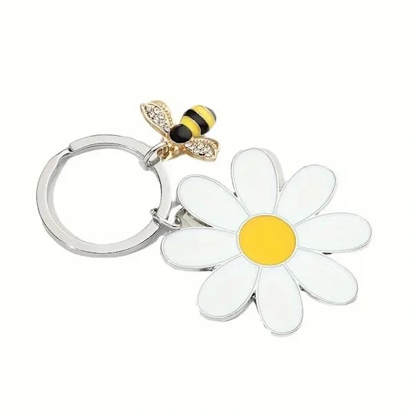 Nøglering i rustfrit stål, lille blomsternøglering, bilnøglering
