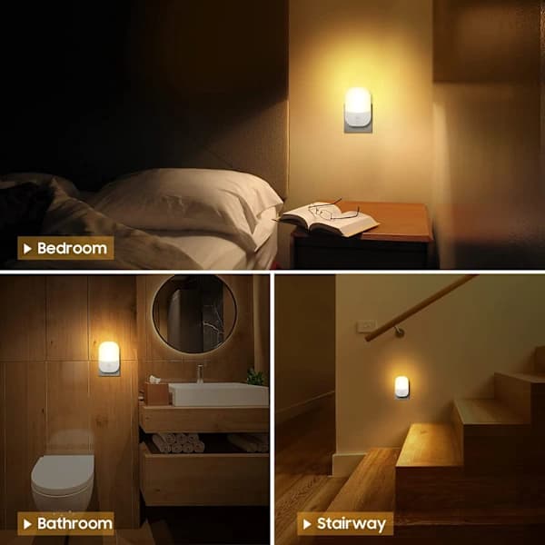 Vägglampa med skymningssensor för hall, trappor, sovrum, kök, 0,3W, 2-pack