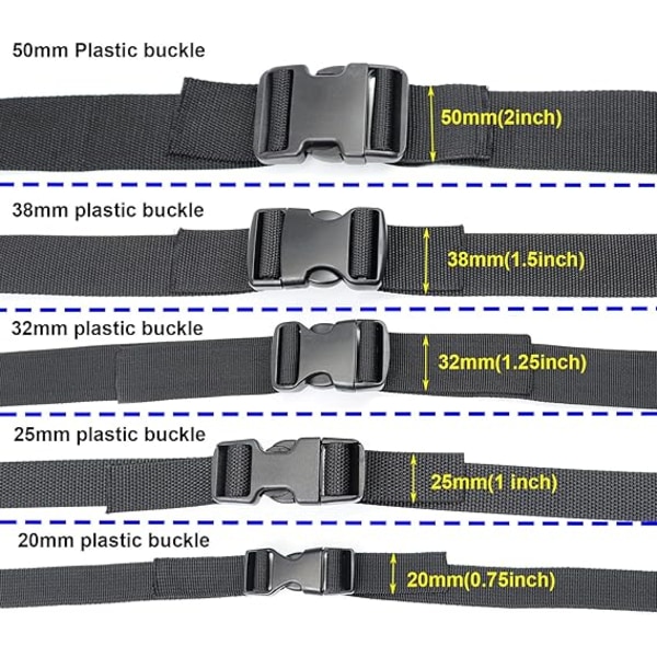 Sidofrigöringsspännen, kraftiga plastspänneklämmor Snäpper ryggsäcksbältesbytesspänne（svart）（1st）