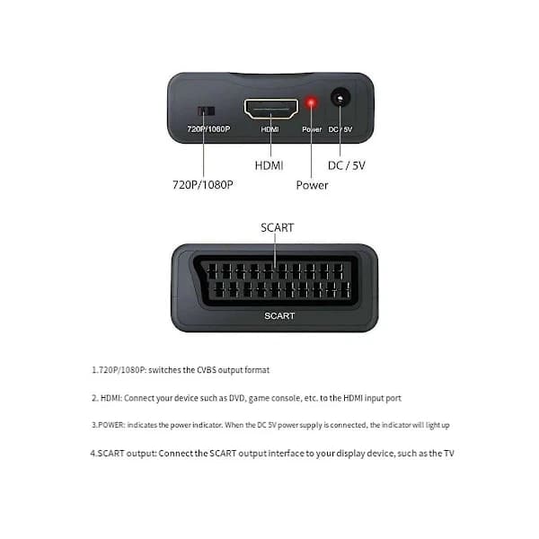 Scart til -kompatibel omformer Scart til -kompatibel omformer Multifunksjonell videokonverterer, B