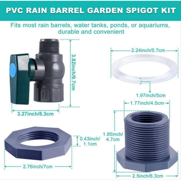 TS-Connector Vandtanke i PVC Hane Regnvandstønde i PVC 1 Tomme med Skotforbindelse og Slangeadapter (1\")