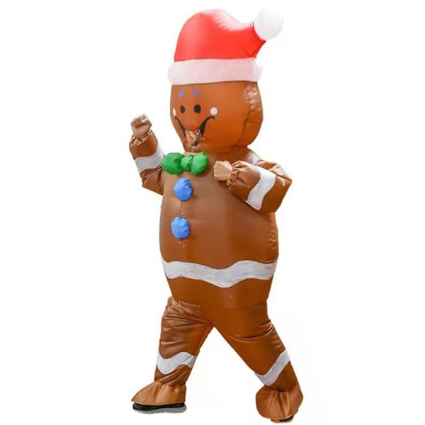Pepparkaksgubbe Uppblåsbar Kostym Batteridriven Temafestdräkt för Show Aktivitet Fest - Perfekt