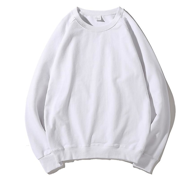 Vanlig Pullover Sweatshirt Sweater Jumper Topp för män och kvinnor Blank White L