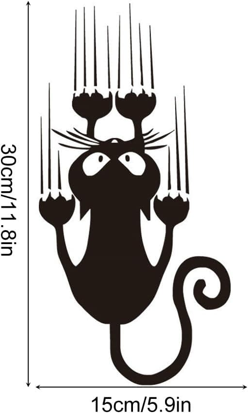Funny Cute Black and White Cat Shaped Car Stickers Falling with C