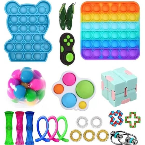 22 stk fidget leker pakke festfavoritter sensorisk pop it stressball