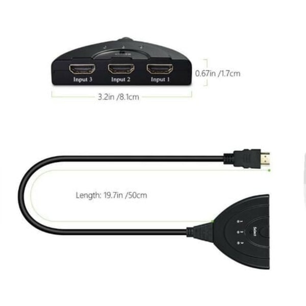 TS-HDMI Audio Konverter Videoväxlare 1080P Konverteringskabel för HDMI 3-i-1 Split Signal Adapter Utgång (50cm)