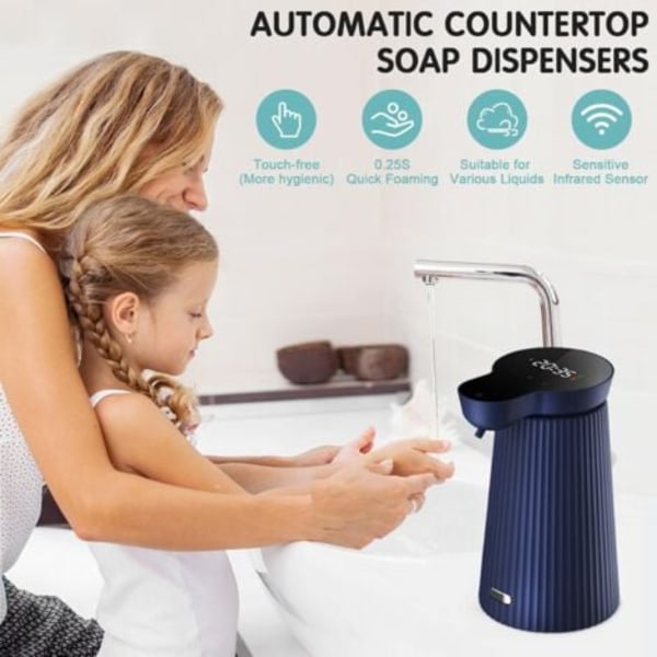 TS-Automatisk Sæbedispenser, 500ml Automatisk Sæbedispenser USB-opladning med Sensor Sæbedispenser, IPX4 Vandtæt Berøringsfri Di