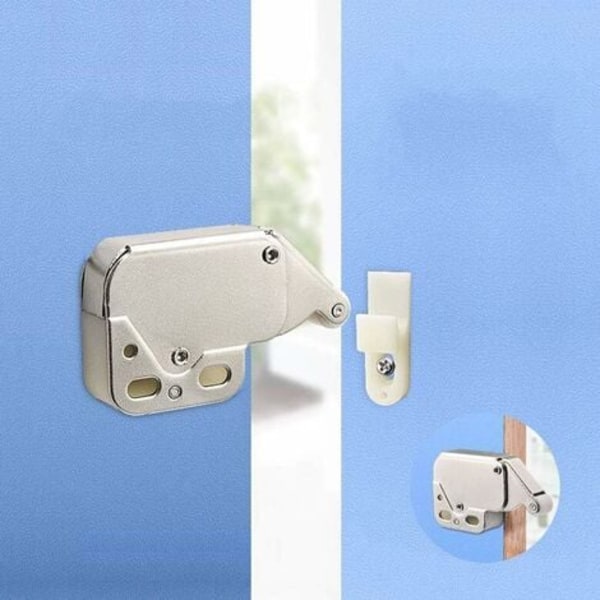 TS- (Sett med 4) Automatisk trykksystem med fjærbelastning Push-In Touch Lock Mini Tip Latch Sikkerhetslås for møbeldører og skapdører