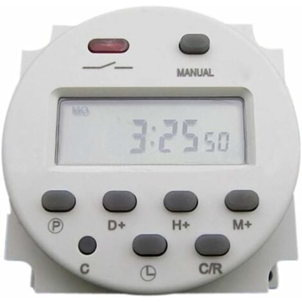 TS-CN101 Digitaalinen ajastin 12 V DC/AC, ohjelmoitava LCD-ajastinkytkin pistorasioille, valkoinen