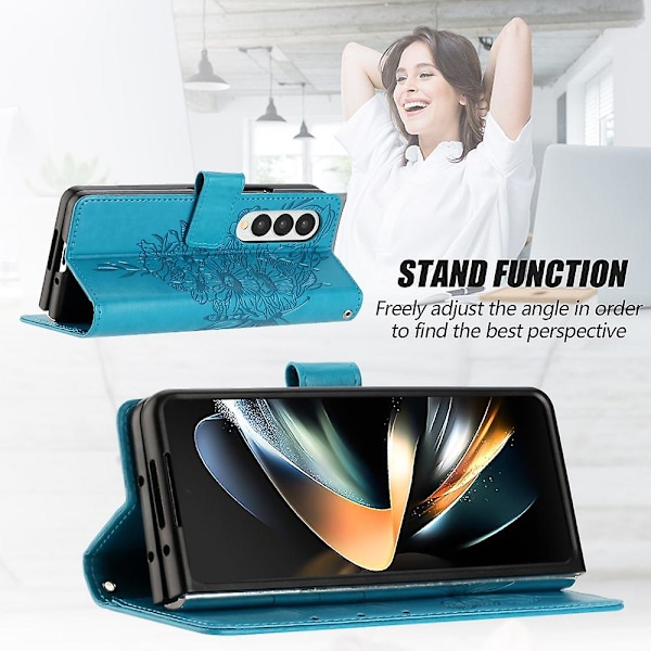 YB Imprinting Series-4 Samsung Galaxy Z Fold4 5G:lle - Lompakko Kotelo Magneettisella Sulkemisella