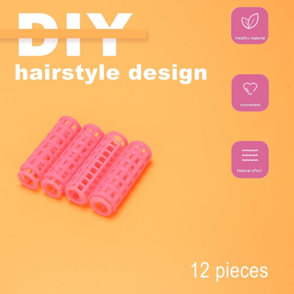 TS-12 stk. Pink Plast DIY Hårstyling Rulle Krøllejern Clips