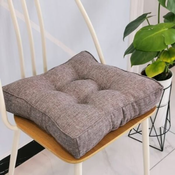 TS-Trädgårdsdynor, tjocka 10 cm, i mjuk bomull, 40 x 40 cm, för kontor, matsal, hem (40 x 40 x 10 cm, grå)