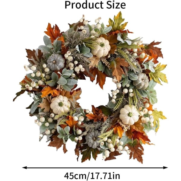 Höstkrans för ytterdörr - 45cm/18 tum - Thanksgiving-krans