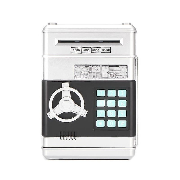 Elektronisk spargris kassaskåp Penningboxar för barn Digitala mynt Kontantsparande kassaskåp Silver
