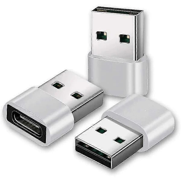 Usb C til Usb Adapter [3-pak, Sølv], Usb A til Usb C, Usb C til Usb, Usb C Adapter, Usb C Stik, Us Adapter, Usb C til Usb, Usb Usb C, Usb C...