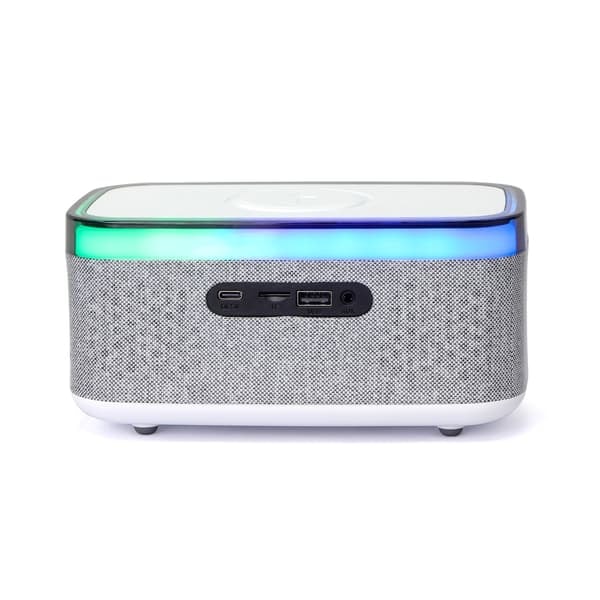TS-Digital Alarm Clock with Speaker, Wireless Charging and RGB Night Light - Grey