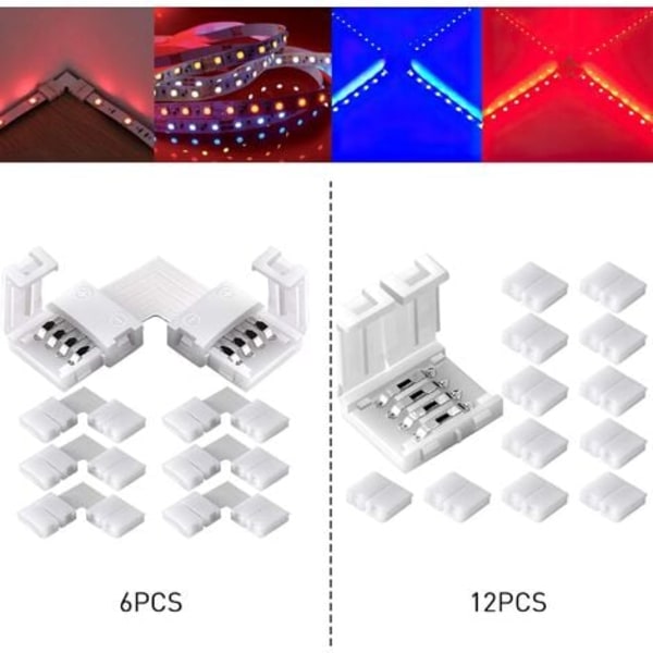 TS-Kit med tillbehör för LED-stripkontakter - 5050 LED RGB 10 mm 4-stiftskontakter, Inkluderar 20x trådklämmor, 12x glappfria kontakter, 6x kon