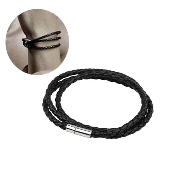 2-pak - Læderarmbånd - Læderarmbånd Sort