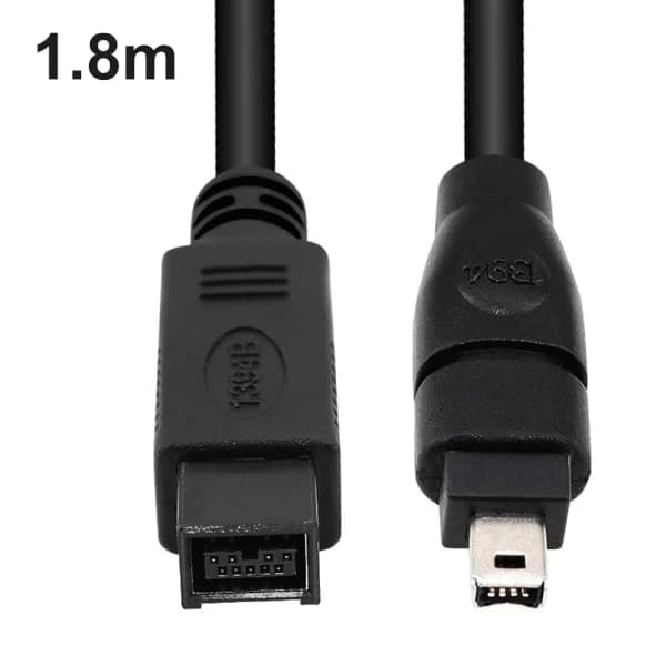 IEEE 1394 Firewire 800 til 400 Firewire Firewire 9- til 4- datakabel 1394-kabel 1,8 meter svart