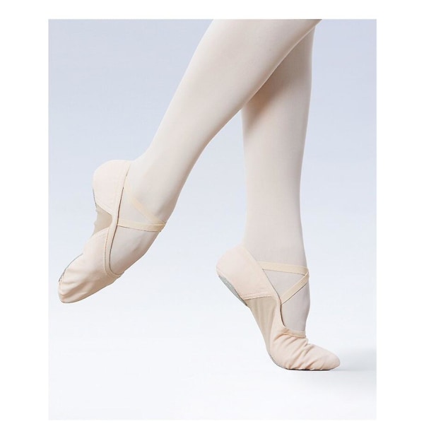 Balletsko til kvinder og piger - Bløde, dobbelt sål, professionelle ballerina-danse sko, strækstof, splejset ballet slippers Beige 37