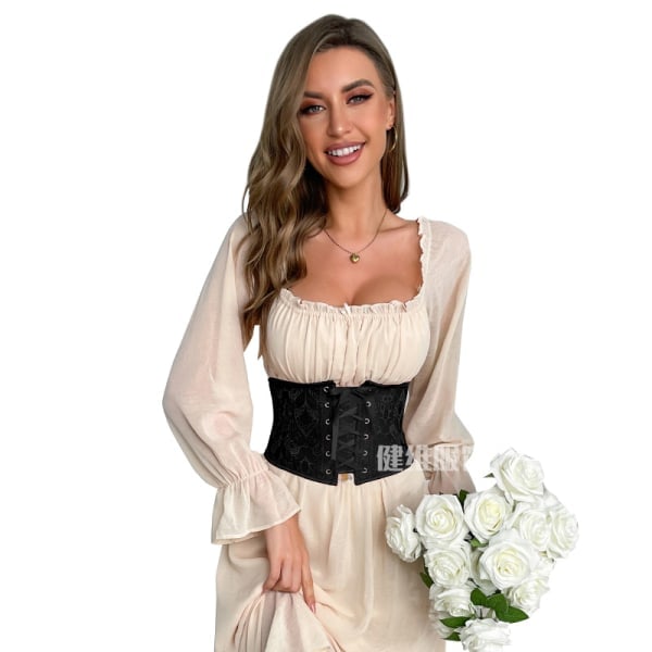 Trendige Kvinders Renaissance Bluser Topper Korset Midjebælte Middelalderlig Viktoriansk Off Shoulder Langærmet Skjorte Pirat Cosplay Kostumer S
