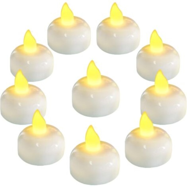 12-pack Vattentäta LED-värmeljus utan låga, batteridrivna för bröllopsfest, badrum, pool, spa, gul bärnsten