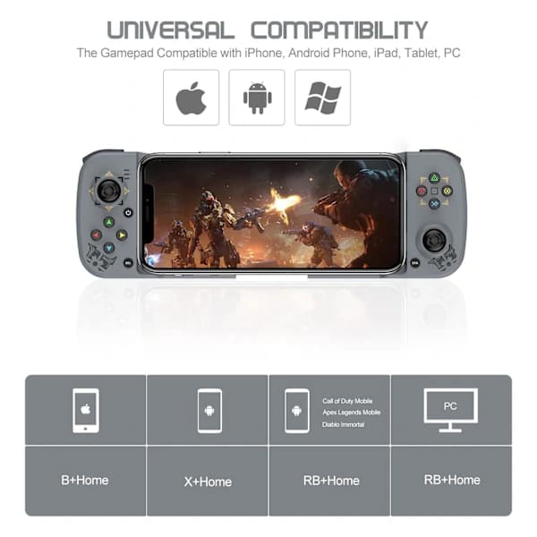 Trådlös spelkontroll för Android, iPhone, Bluetooth Gamepad Joysticks för Samsung Galaxy 22/21/20, iPhone 14/14 Plus/14 Pro/14 Pro Max/13 Pro Max, ...