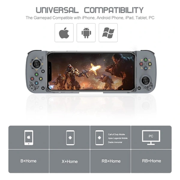 Trådløs spilcontroller til Android, iPhone, Bluetooth Gamepad Joysticks til Samsung Galaxy 22/21/20, iPhone 14/14 Plus/14 Pro/14 Pro Max/13 Pro Max, ...