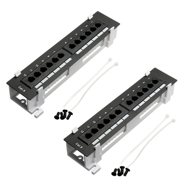 TS-Nätverksverktygssats 12 Port Cat6 Patchpanel Rj45 Med Väggfäste