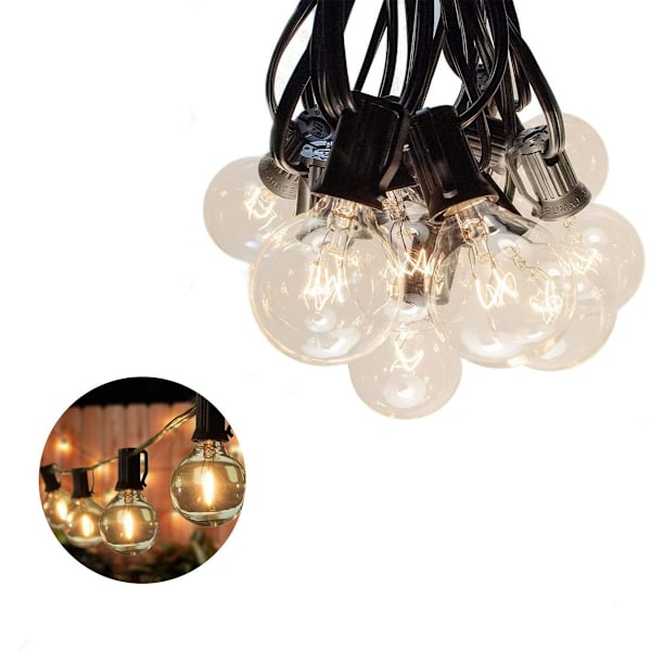 Fe-lys Glødelamper G40 Belysning med stik 25 lamper 7,6 m