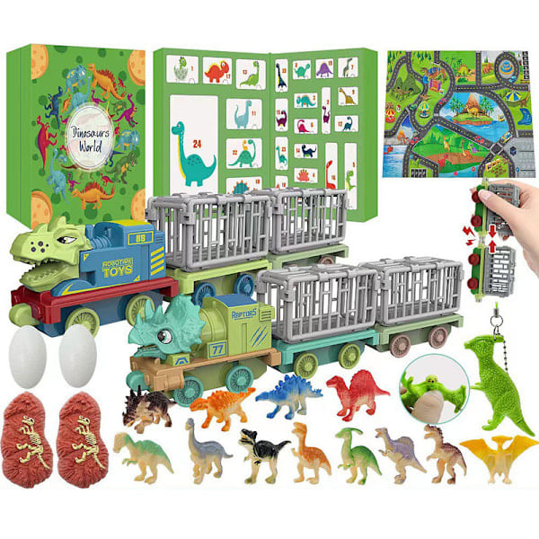 Dinosaurie Adventskalender för Barn 2024, 24 Dagars Nedräkning Dino Kalender Leksak, Adventskalender, Julgåva