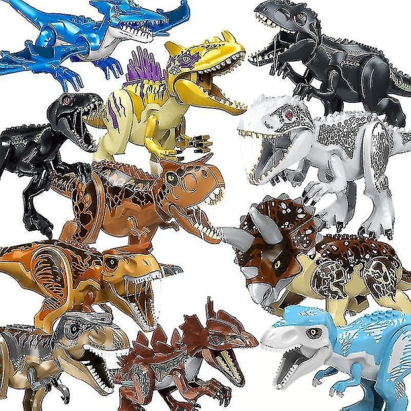 Bästsäljande Jurassic World Stora byggstenar Dinosaur Tyrannosaurus Rex Monterade leksakspussel byggstenar Blue carnivorous ox Dragon