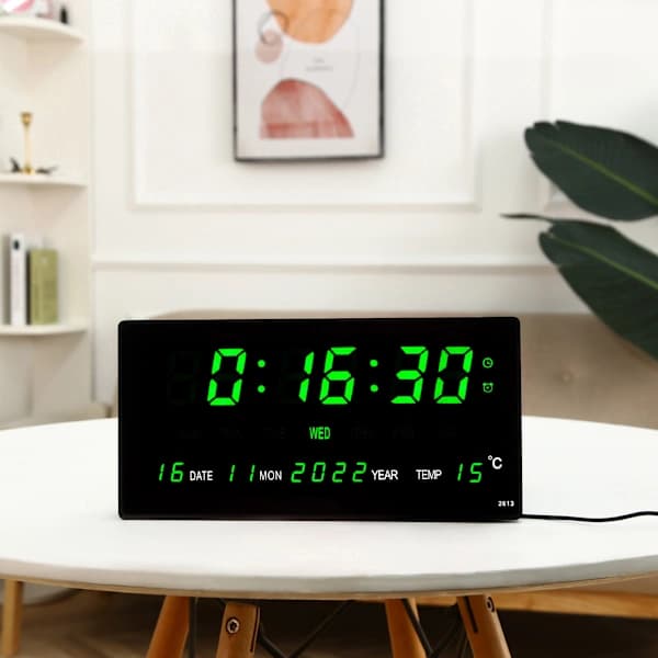 LED digital evighetskalender elektronisk klokke stue stor veggklokke smart lysende kalender digital klokke（1）