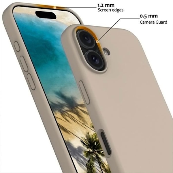 iPhone 16-fodral, skyddande flytande silikon mjukt stöttåligt anti-repor lätt - Beige