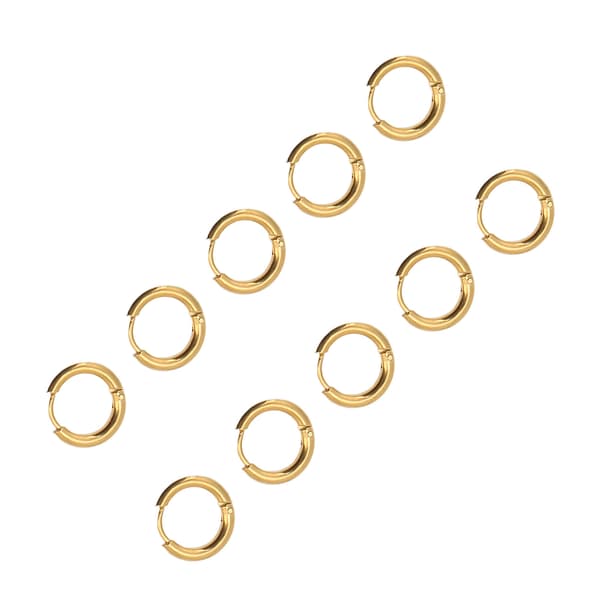 10 stk Gull Øredobber Enkel Tråd 2,5 mm Diameter 10 mm Indre Diameter Tilbehør