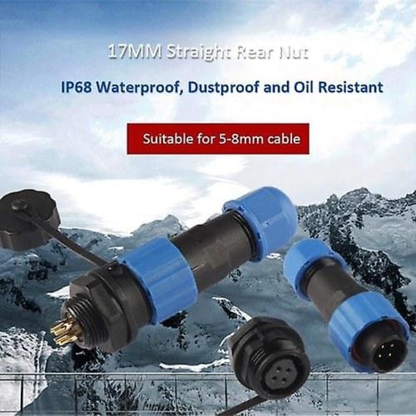 SP17 IP68 Vandtætte stik Cirkulært udtag 17mm 4-polet stik