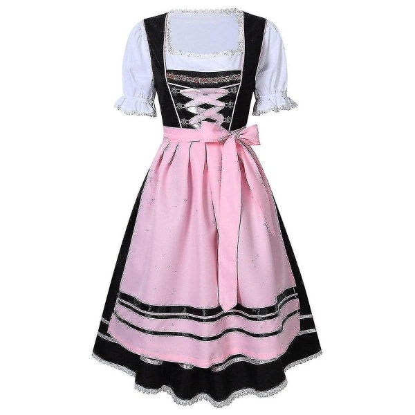 Dirndl Kjole Tysk Oktoberfest Bayersk Øl Pige Kostume Pige Festival Party ZX - Perfekt Rosa S