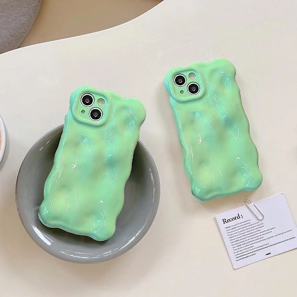 Case for iPhone 14 Pro, Cute Solid Color Curly Wavy Shockproof TPU Case
