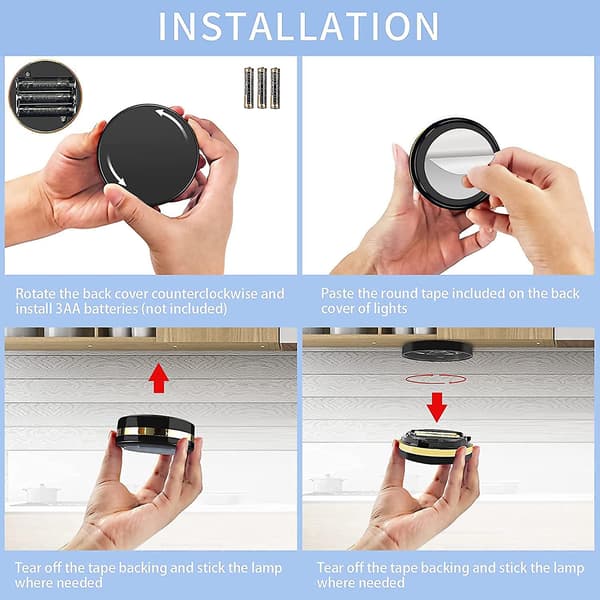 Puck Lights with Lmell Remote Control, Wireless LED Puck Lights Battery Operated, LED Puck