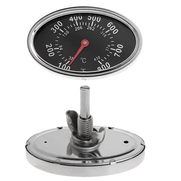 Oval BBQ-termometer i rustfritt stål varmeindikator erstatning for kullgrill 100 til 800°F sølv