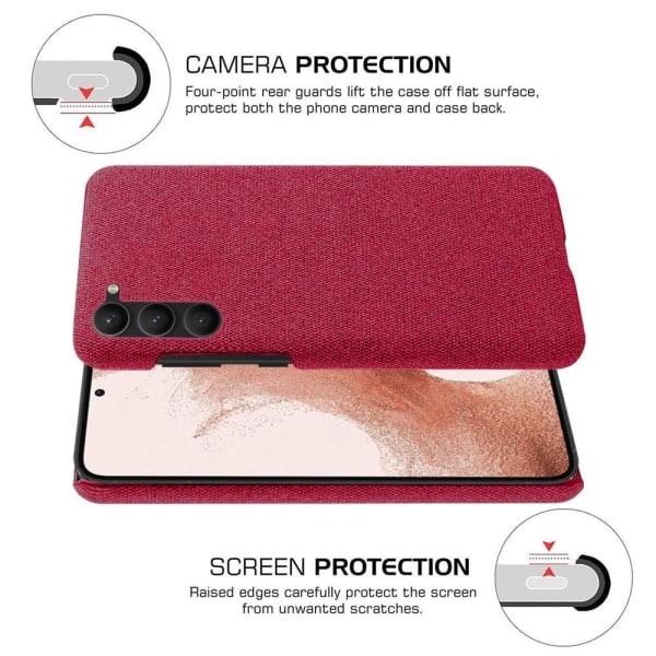 KSQ Samsung Galaxy S23 Plus -kotelo, kangaspinnoitteinen, punainen