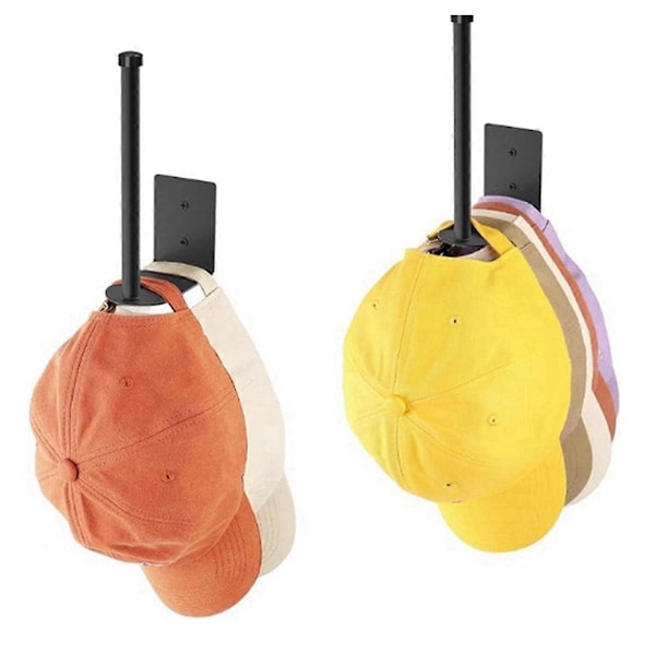 2-pack Mustia Hattutelineitä Baseball-lippiksille, Säilytysjärjestäjä Hattujen Ripustin Vahva Itsekiinnittyvä/Seinään Porattava Oviin, Makuuhuoneeseen, Vaatekaappiin