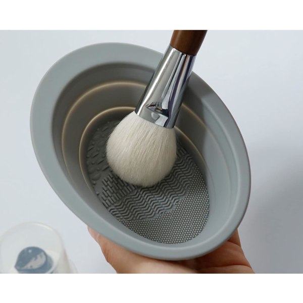 Rengöringsmatta för makeupborste i silikon, kosmetisk rengöringsdyna (1 st, grå)