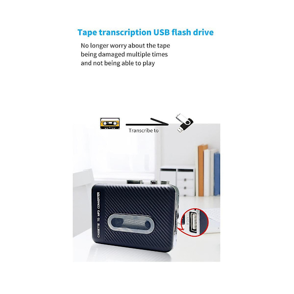 TS-Kasettinauhuri MP3-musiikiksi Muunnin USB-kasettien tallennus Walkman-nauhurinauhuri Muunna nauha U-levyksi